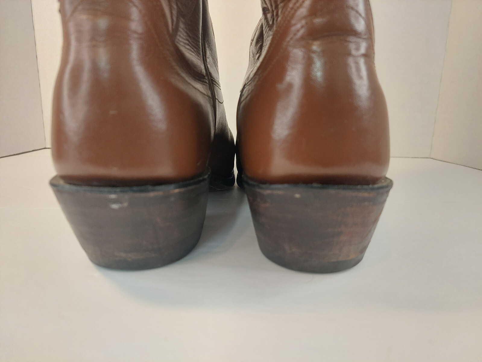 Olathe Cowboy Boots Size 9B Brown Leather Pointed… - image 4