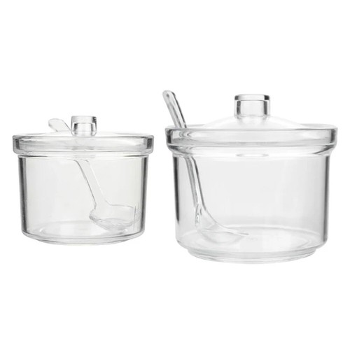 With Spoon And Lid Acrylic Sugar Bowl Visible Anti-Fall Seasoning Jar Container - Picture 7 of 11