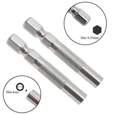 Hex Shank 6.35mm Insert Bit Adapter To 4mm Electric Screwdriver Socket Holder 2X