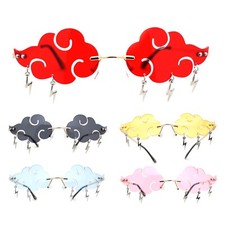 Rimless Cloud Shape Lens Lightning Bolt Tassle Runway Fashion Sunglasses