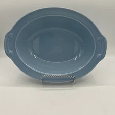 Vintage Taylor Smith & Taylor Lu-Ray Pastels 10 inch Oval Serving Bowl Blue MCM