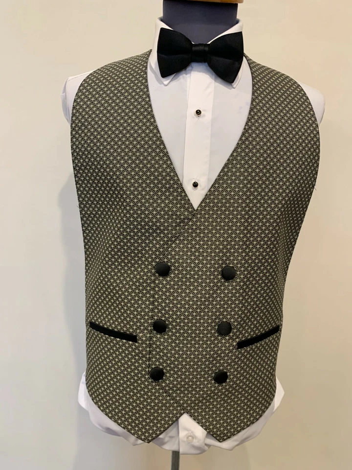 6 Button Double Breasted Geometric Patterned Formal Vest eight different colors  - Image 3 of 4