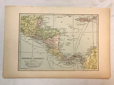 Central America C.S. Hammond & Co, NY Map colorful vintage 5.25x7in