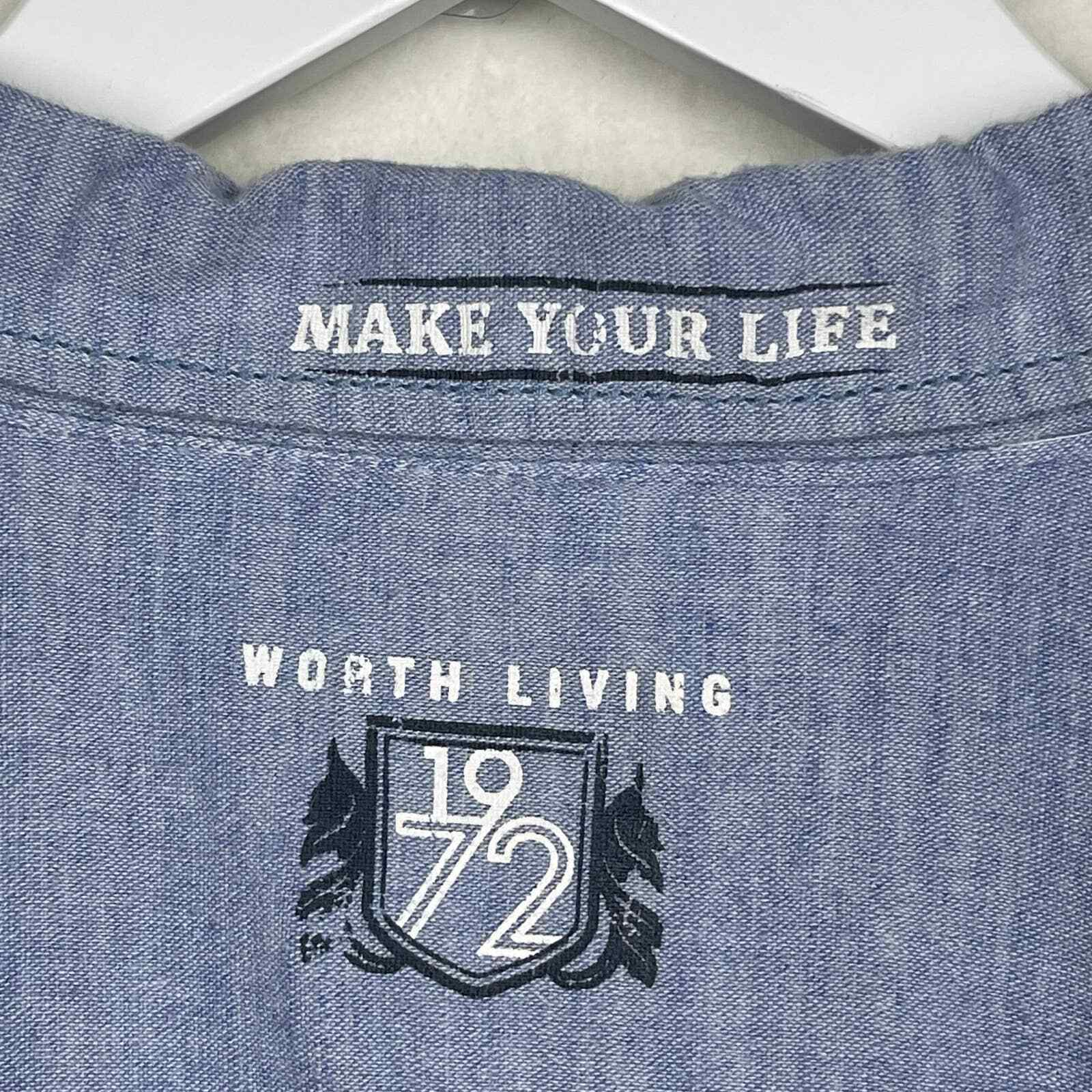 Buffalo David Bitton Patchwork Logo Soft Blue Den… - image 14