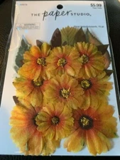 THE PAPER STUDIO FLORAL EMBELLISHMENTS YELLOW FLOWERS 15PCS