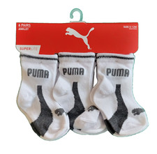 PUMA Baby Infant Boys' 6 Pack Athletic Anklet Socks 0-12 Mos NEW