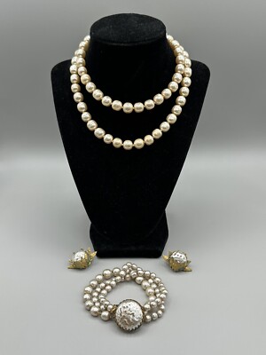 Vintage Jewelry 英国製 1993年 バングル マルセーアルミケー VINTAGE MIRIAM HASKELL SIGNED BAROQUE PEARL NECKLACE EARINGS
