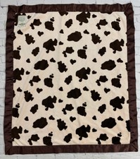 My Blankee Baby Blanket Lovey Brown Blush Animal Print Plush Satin Border Edge