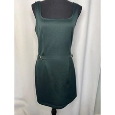 Vintage 90s Express Tricot Forest Green Tank Mini Sheath Dress Size 5/6