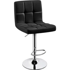 Counter Height Barstools with Backrest Adjustable PU Leather Swivel Chair 