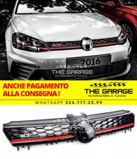 Griglia a NIDO D'APE per GOLF 7 12-17 Mascherina SPORT Nero LUCIDA, Linea Rossa