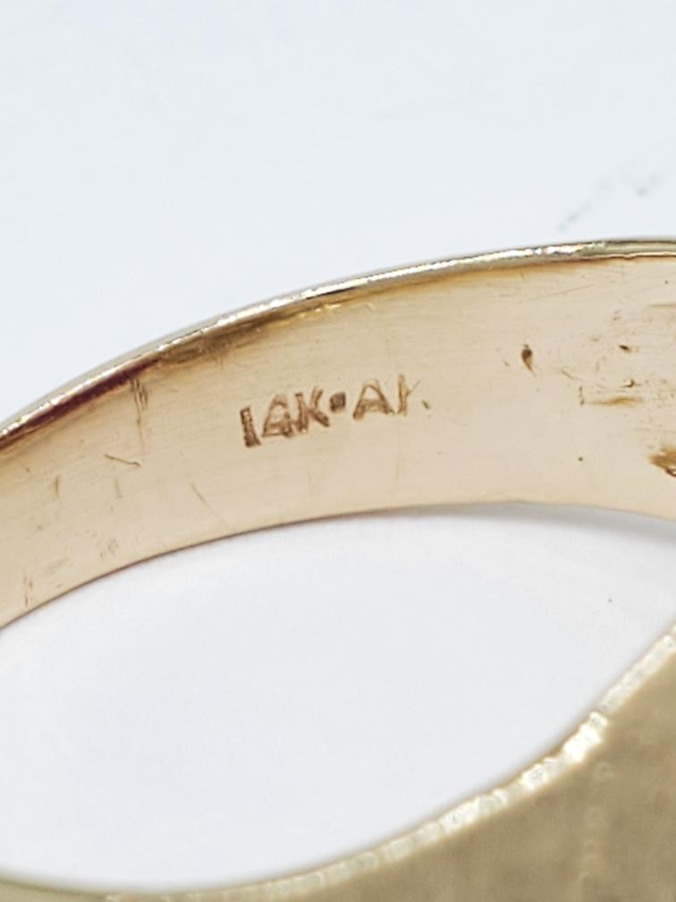 14K Solid Yellow Gold Lab Created Star Ruby Diamo… - image 5