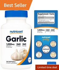 240 Count Garlic 1000mg Softgels - Easy to Swallow, Odor-Free Wellness Boost