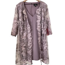 Alex Evenings 24W Lavender Embroidered Lace Mock Jacket Dress NWT Mother Bride