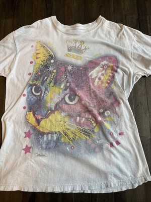The Mountain T Shirt Russo Faded Light Blue Gray Art Cat Size XL 2014