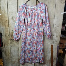 Vintage Handmade Patchwork Print Prairie Boho Knee Length Dress Long Sleeve