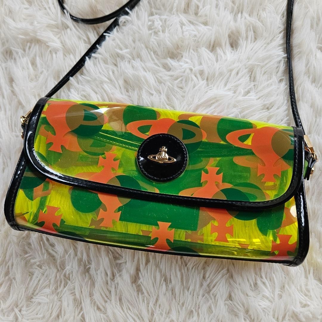 VIVIENNE WESTWOOD Clear Shoulder Bag Neon Orb Pattern Y2K Style Used