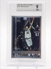 TIM DUNCAN 1997-98 TOPPS CHROME BASKETBALL ROOKIE SPURS #115 B RC BGS 9 Q3522