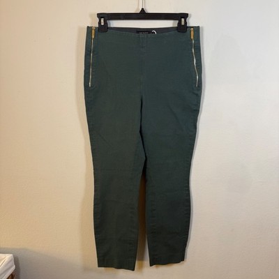 Ted Baker London Dark Teal Gold Zip Skinny Trousers High Rise Pants Size 3 US 8
