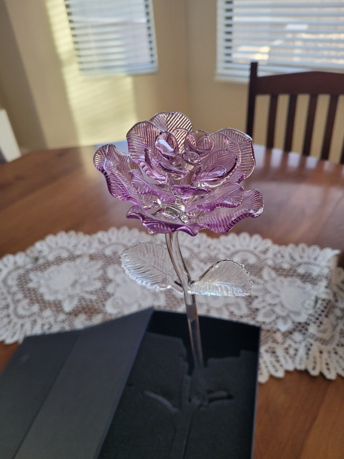 Waterford Crystal Fleurology Lavender Long Stem Rose