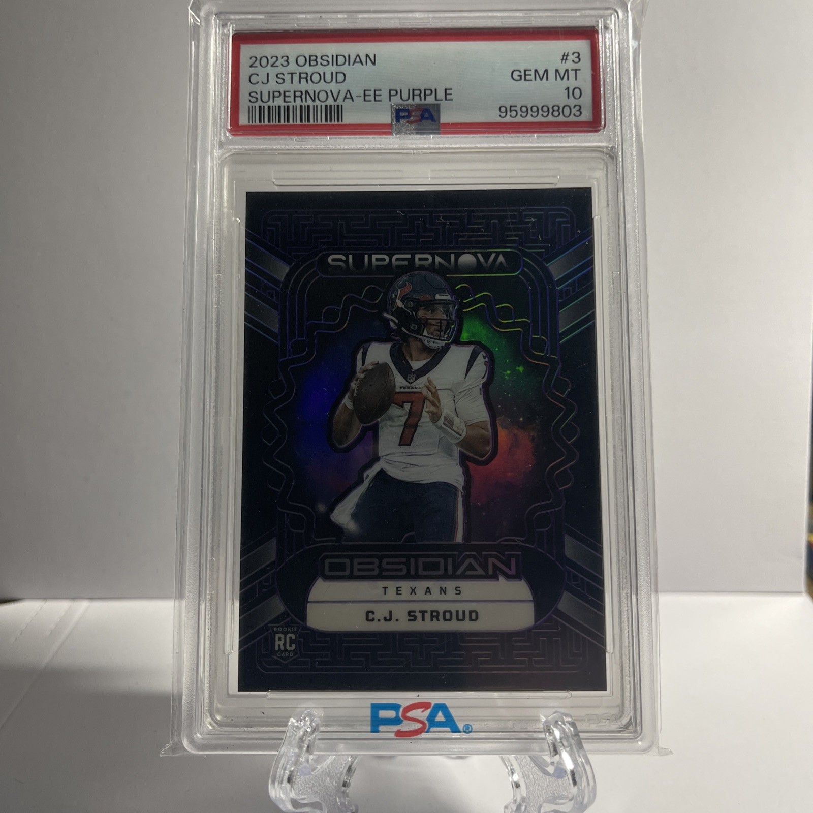 2023 Obsidian C.J. STROUD #3 Rookie SUPERNOVA EE Purple #/75 - PSA GEM MINT 10