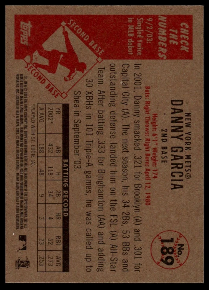 2003 Bowman Heritage #189 Danny Garcia Rainbow - Image 2 of 2