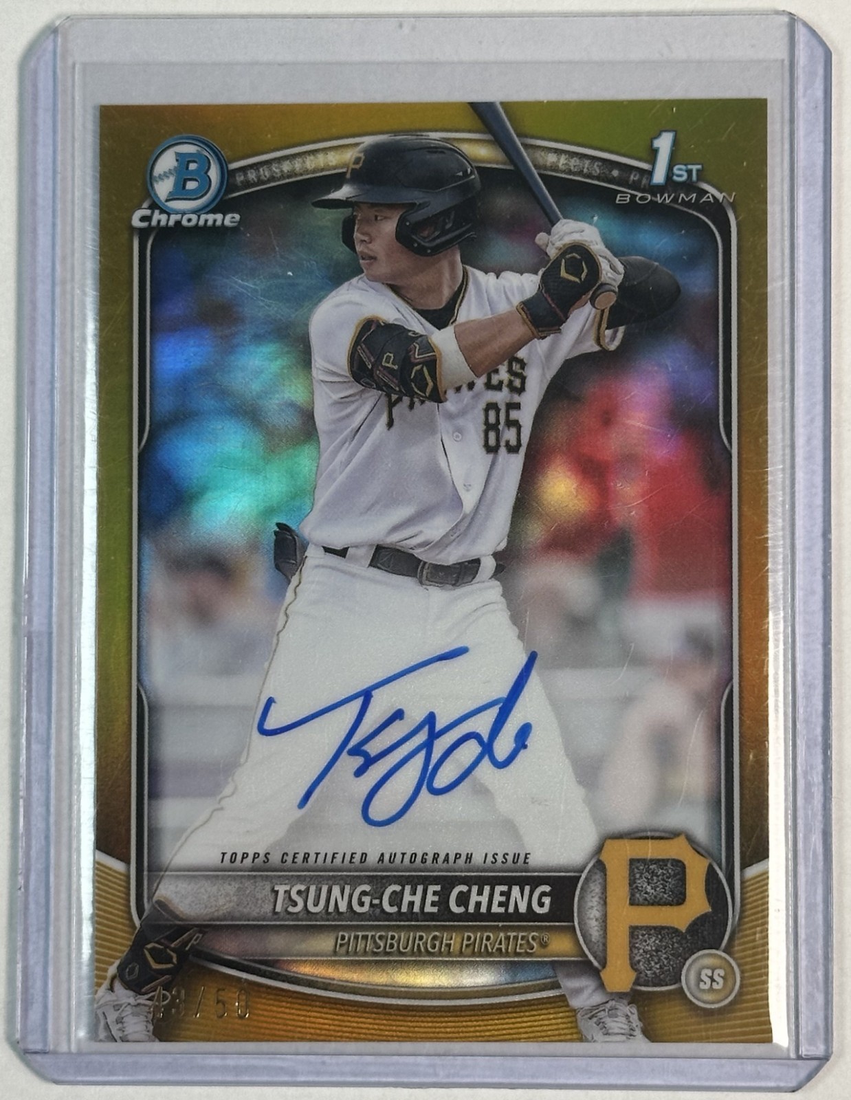2025 Bowman Chrome Auto Tsung-Che Cheng Gold Refractor /50 1st Bowman