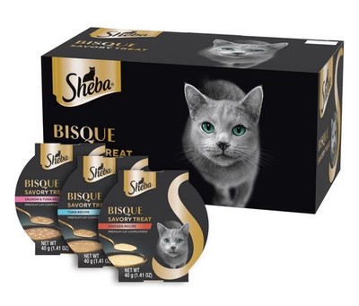 24pk Sheba Bisque Chicken, Tuna, Salmon Grain Free Wet Cat Treats & Food Topper