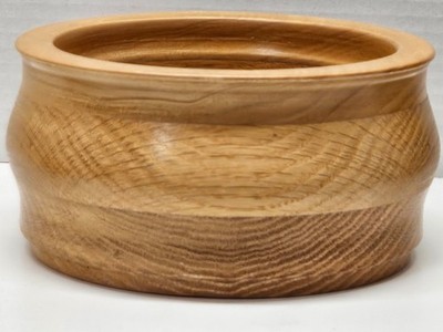 Hand Turned Wood Bowl 6''x3'' Oak & Poplar Segmented Artisan Signed M. Forman