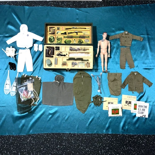 Vintage 1960's Hasbro GI Joe Soldier Figure, Footlocker & Accessories - Sweet!
