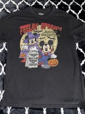 Disney Halloween Mickey And Minnie Mouse Adult T-Shirt Size Medium Black