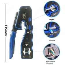 Pass Through Network Cable Crimping Tool, Wire Stripper/Cutter/Crimper