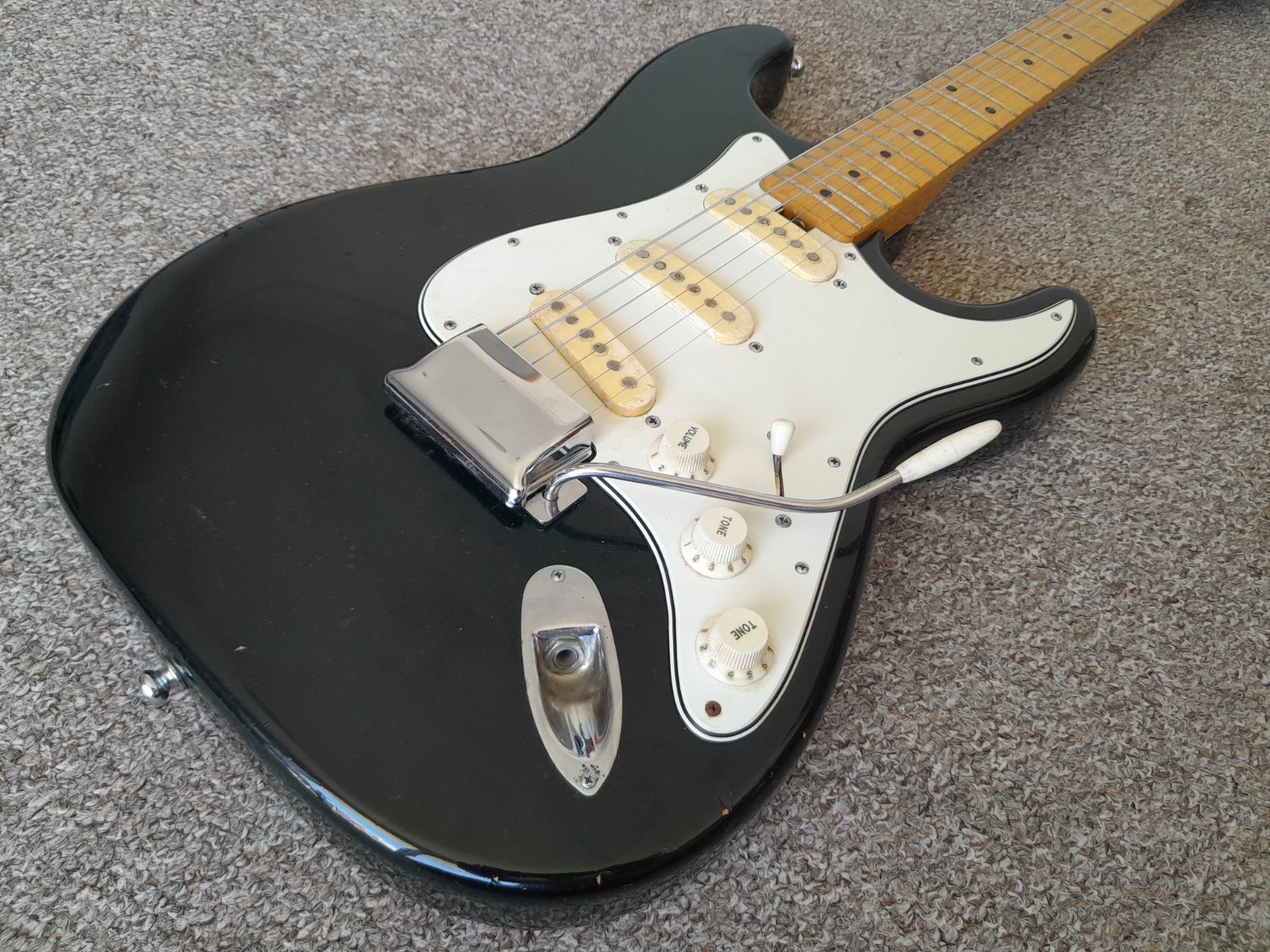 1972-74 Matsumoku Unbranded Stratocaster Aria 1723T Black MIJ 4