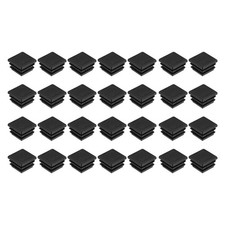 28Pcs Square Plastic Plugs 20 x 20mm PE Pipe Tubing End Caps for Tube Black