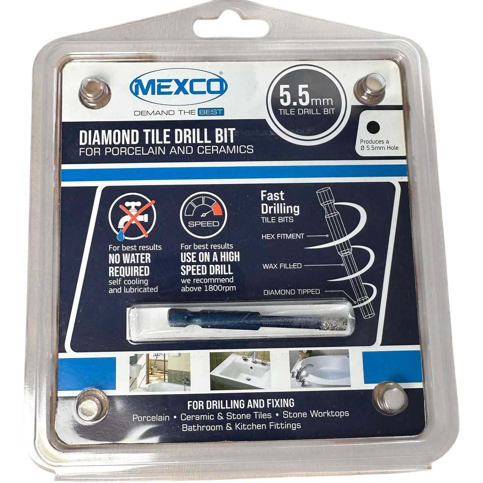 Mexco 5.5mm Diamond Tile Drill Bit Porcelain Ceramics Fast Drilling Hex Fit Wax