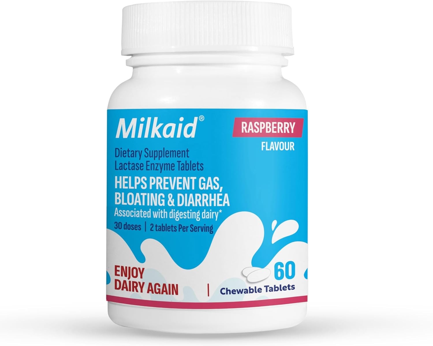 Milkaid Lactase Enzyme Chewable Tablets for Lactose Intolerance Relief | Gas, &