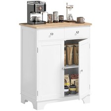 HOMCOM Credenza Bassa con Armadietto 2 Ante e 2 Cassetti, Bianco e Legno