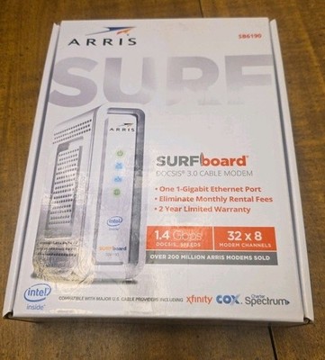 ARRIS SURFboard DOCSIS 3.0 Cable Modem - SB6190 Xfinity Cox Charter Spectrum 