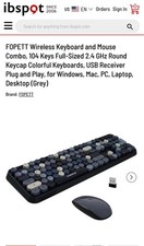 FOPETT Wireless Keyboard and Mouse Combo, 104 Keys Full-Sized Chocolate Key