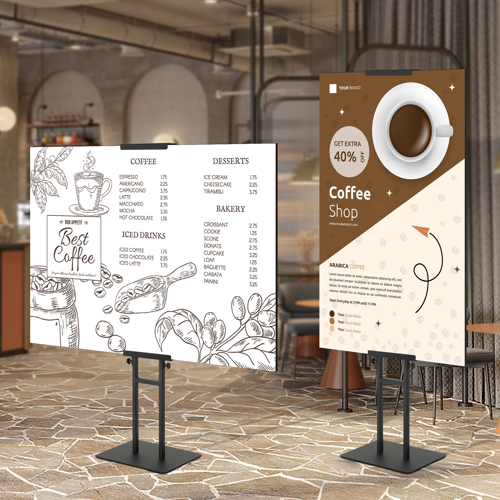 VEVOR Poster Stand Floor Standing Sign Holder 75" Adjustable Height Double-Sided