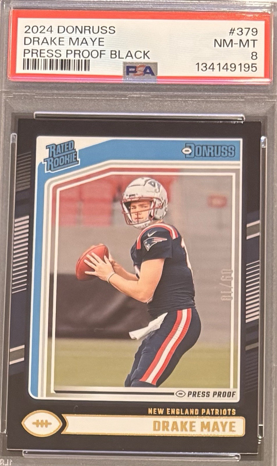 2024 Panini Donruss - Rated Rookie Drake Maye #379 Press Proof Black  /10