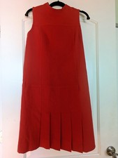 Akris Punto red wool women's sleeveless pleated dress sz 8 