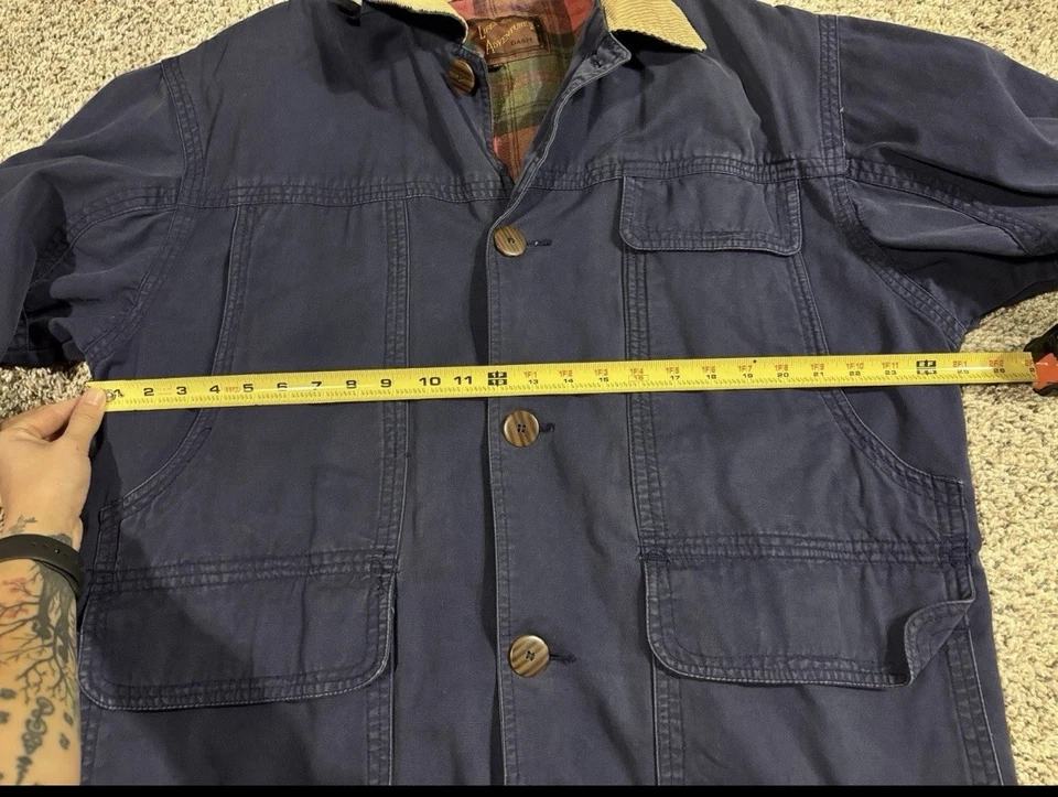 复古 Lifes Adventures Dash 男式蓝色 M 格子法兰绒衬里谷仓编舞外套 — 第 4/4 张图片