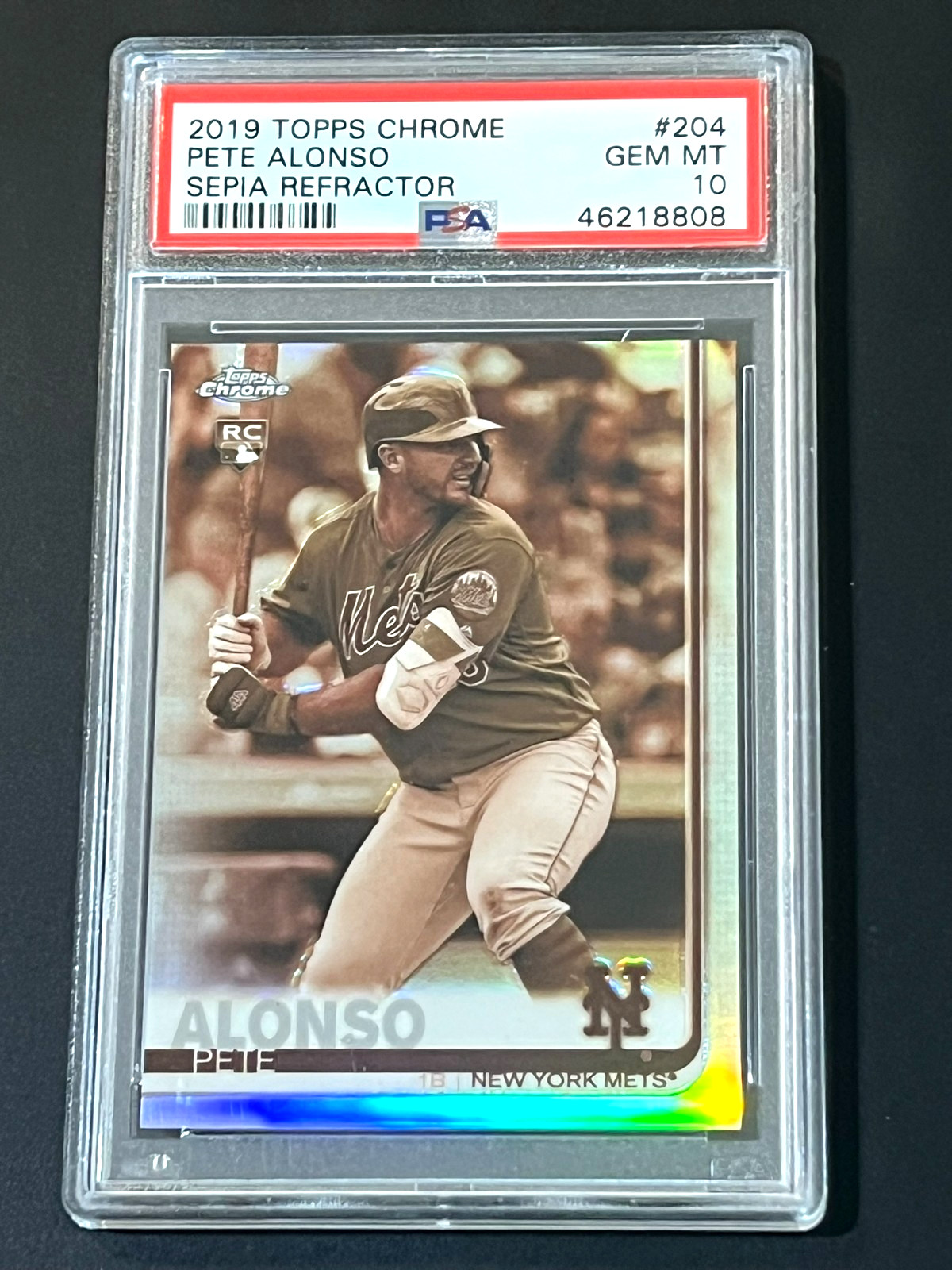 2019 Topps Chrome Pete Alonso Mets Rookie Sepia Refractor PSA 10 Gem Mint 808 view 1