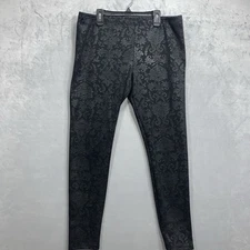 Simply Vera Vera Wang Women's Leggings Size Large Black Floral Damask Pattern