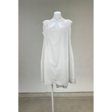 Vintage White Cotton Embroidered Lace Trim Chemise Nightgown Slip Dress