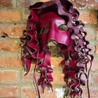 T.CAVALCANTI Signed Handmade Unique Red Leather Venetian-Style Half Mask