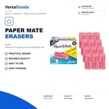 Erasers, Pink Pearl, 12 Count Latex Free Smudge Resistant, Back to School, Paper