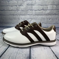 Adidas MC Z-Traxion Spikeless Leather Golf Shoes White Brown IG0910 Mens Sz 10