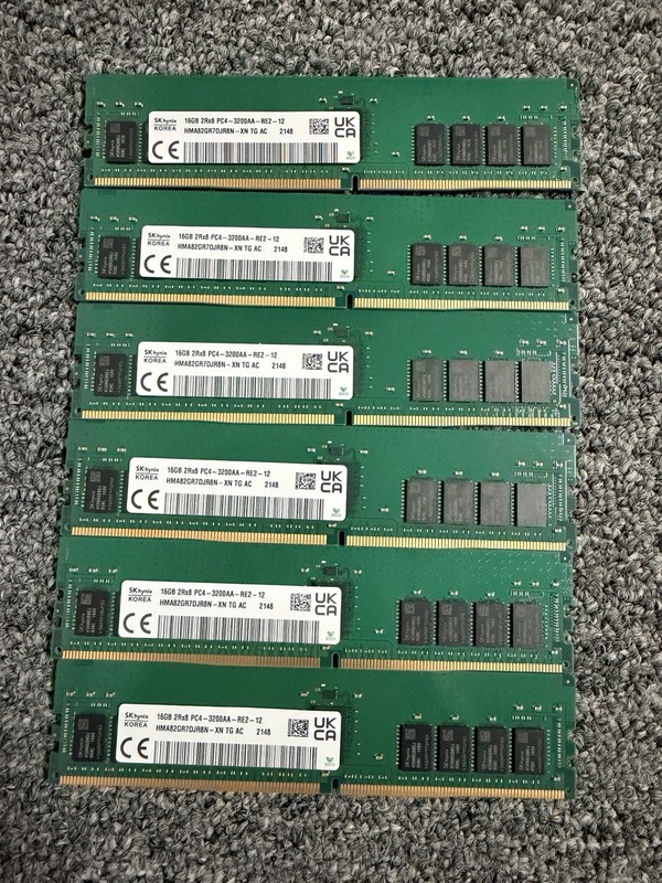 (6x16 GB) Hynix DDR4 3200AA PC4 2Rx8 Memory RAM HMA82GR7DJR8N-XN